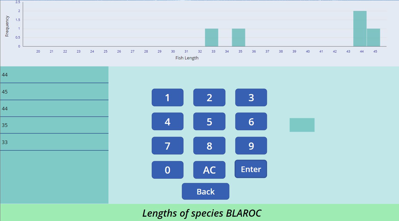 Screen capture of SF Bay Study Power Apps demo app: Add Lengths screen with realtime frequency plotting.