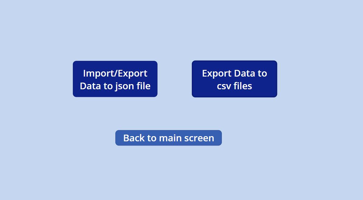 Screen capture of SF Bay Study Power Apps demo app: Main Screen options.