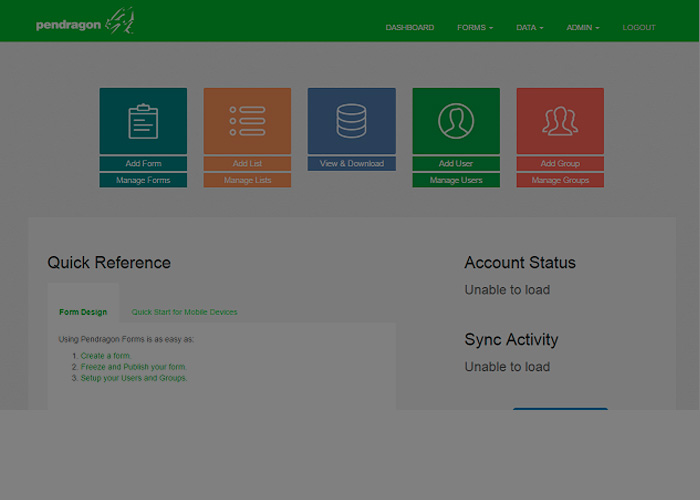 Pendragon web-based forms designer GUI.