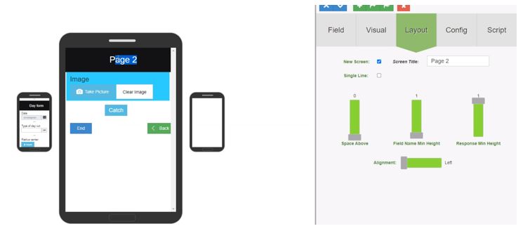 Pendragon web-based forms designer GUI.