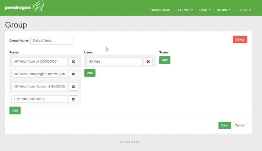 Completed forms can be assigned to groups and users can be added to have access to these forms.