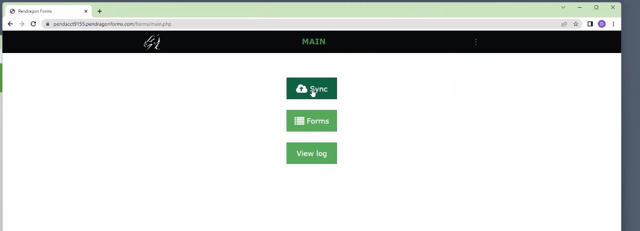 The Pendragon data transfer to the cloud SQL platform is initiated manually with a synch button outside of the data entry form.